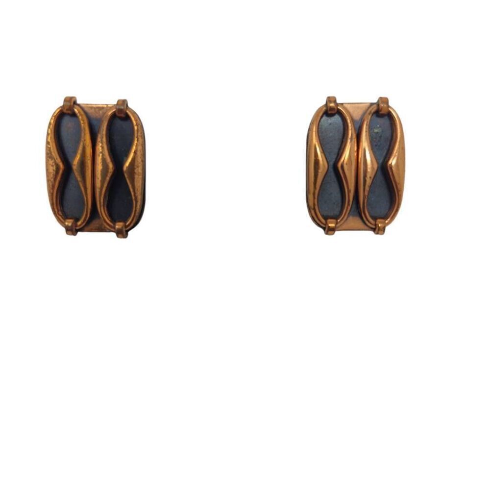 Vintage Renoir Copper Modernist Clip-On Earrings | 1950s